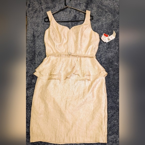 Short Champagne Bridal Dress, Size 10, London Times Fashion - Picture 1 of 8